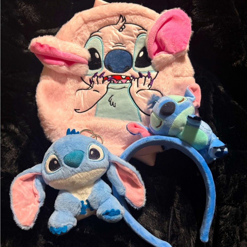 Stitch bundle small backpack w headband and keychain
